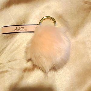 Victoria's Secret Pink Puff Ball Keychain Fob